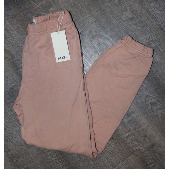 Mate The Label Organic Fleece Relaxed Pocket Jogger Sweatpants RSP PINK $128 - Picture 1 of 6